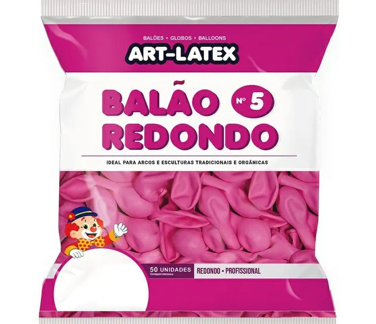 Pacote de balões de látex Art-Latex nº 5 na cor rosa pink, com 50 unidades