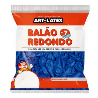 Pacote de balões de látex Art-Latex nº 7 Buffet na cor azul, com 50 unidades