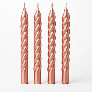 Quatro velas decorativas rose gold com o corpo torcido em rosca