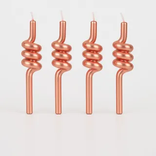 Quatro velas decorativas rose gold com o corpo em espiral